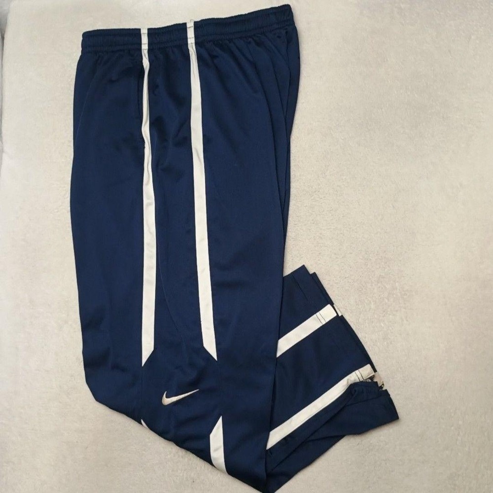 Nike Track Pants Mens L Blue Fleece Basketball Gym Training Zip Pocket Workout